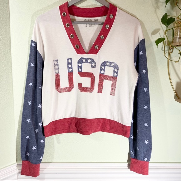 Weekend Soul Tops - Weekend Soul USA Crop Top Size M
